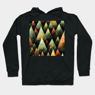 Retro Christmas Tree with Lights Watercolor Seamless Design Hoodie